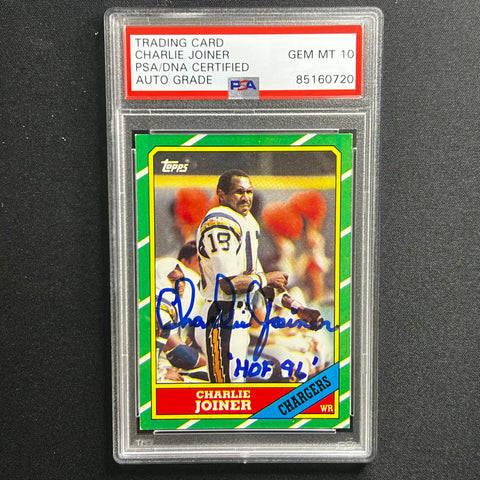 1996 Topps #236 Charlie Joiner Signed Card PSA AUTO 10 Slabbed Chargers