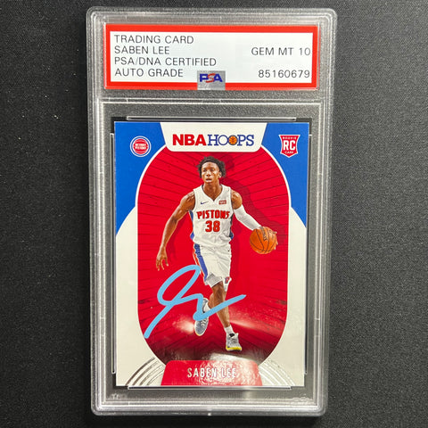 2020-21 Panini Hoops Rated Rookie #206 Saben Lee Signed Card AUTO PSA Slabbed Pistons