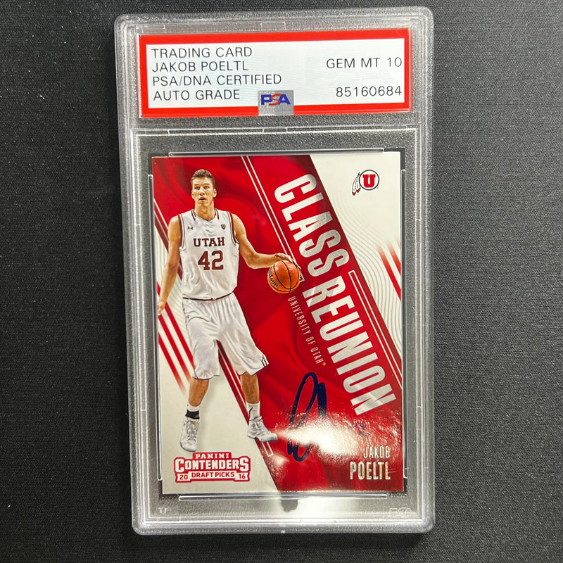 2016-17 Contenders Draft Picks Game Day #9 Jakob Poeltl Signed Card AUTO 10 PSA Slabbed Utah