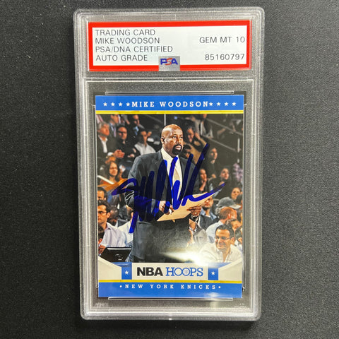 2012-13 NBA Hoops #21 Mike Woodson Signed Card AUTO 10 PSA/DNA Slabbed Knicks