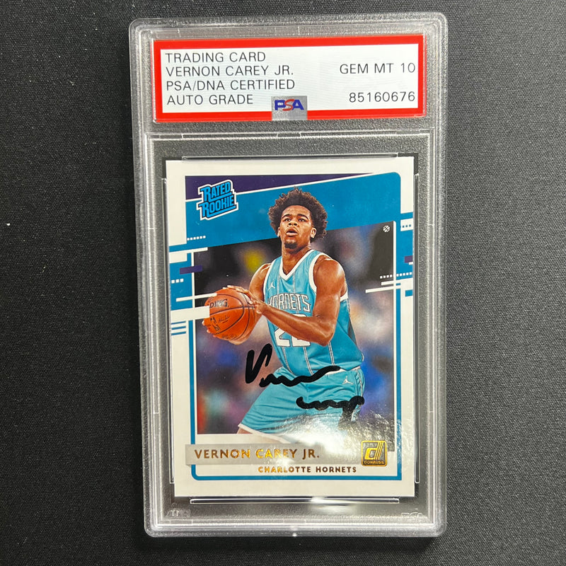 2020-21 Donruss Rated Rookie #241 Vernon Carey Jr. Signed Card AUTO 10 PSA/DNA Slabbed RC Hornets