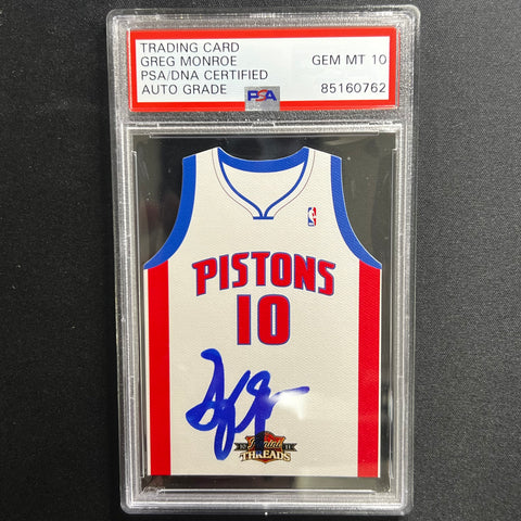 2010-11 Panini Threads #21 Greg Monroe Signed Card AUTO 10 PSA Slabbed Pistons