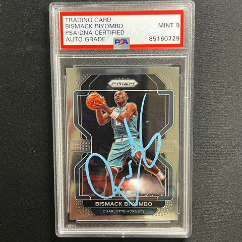 2021-22 Panini Prizm #195 Bismack Biyombo Signed Card Mint 9 PSA Slabbed Hornets