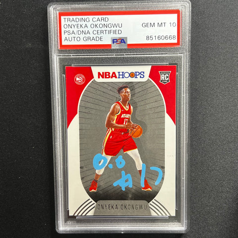 2020-21 NBA Hoops #225 Onyeka Okongwu Signed Card AUTO 10 PSA Slabbed RC Hawks