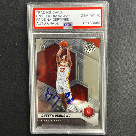 2020-21 NBA Hoops #225 Onyeka Okongwu Signed Card AUTO 10 PSA Slabbed RC Hawks