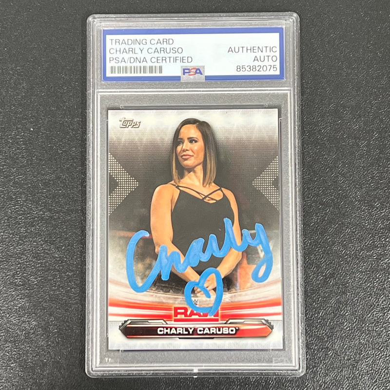 2019 Topps WWE Raw #17 Charly Caruso Signed Card PSA Slabbed Auto