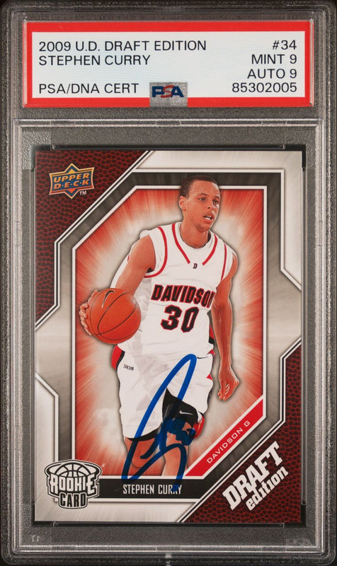 2009 UD Draft Edition #34 Stephen Curry Signed Card PSA 9 AUTO 9 PSA Slabbed Warriors