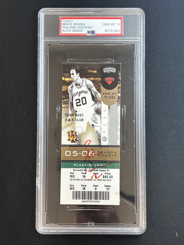 Bruce Bowen Signed Ticket AUTO 10 PSA/DNA Slabbed Spurs