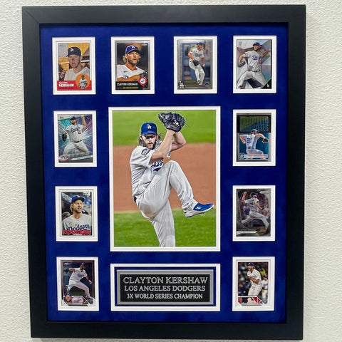 Clayton Kershaw 10-Card Custom Display Frame Los Angeles Dodgers