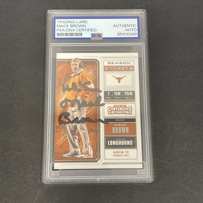 2018 Panini Contenders Draft Picks #64 Mack Brown Signed Card Slabbed Texas Longhorns