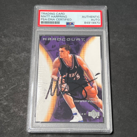 2003 Upper Deck Hardcourt #85 Matt Harpring Signed Card AUTO PSA Slabbed Jazz