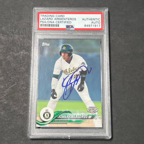 2018 Topps Pro Debut #154 Lazaro Armenteros Signed Card PSA Slabbed Auto Oakland A's