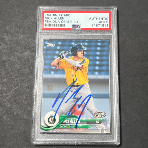 2018 Topps Pro Debut #42 Nick Allen Signed Card PSA Slabbed Auto A's
