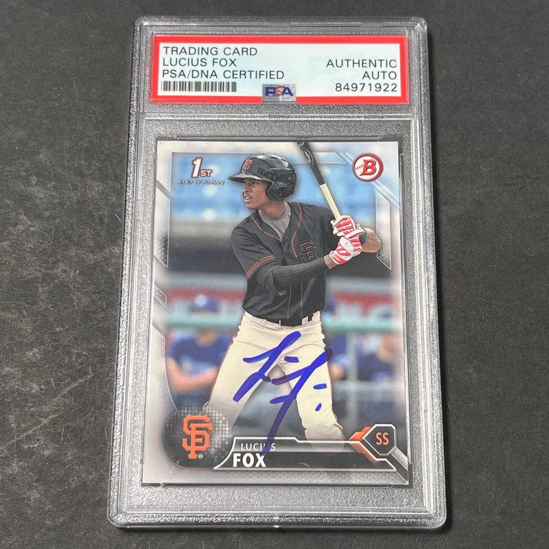2016 Topps Bowman Draft #BP13 Lucius Fox Signed Card PSA Slabbed Auto Giants