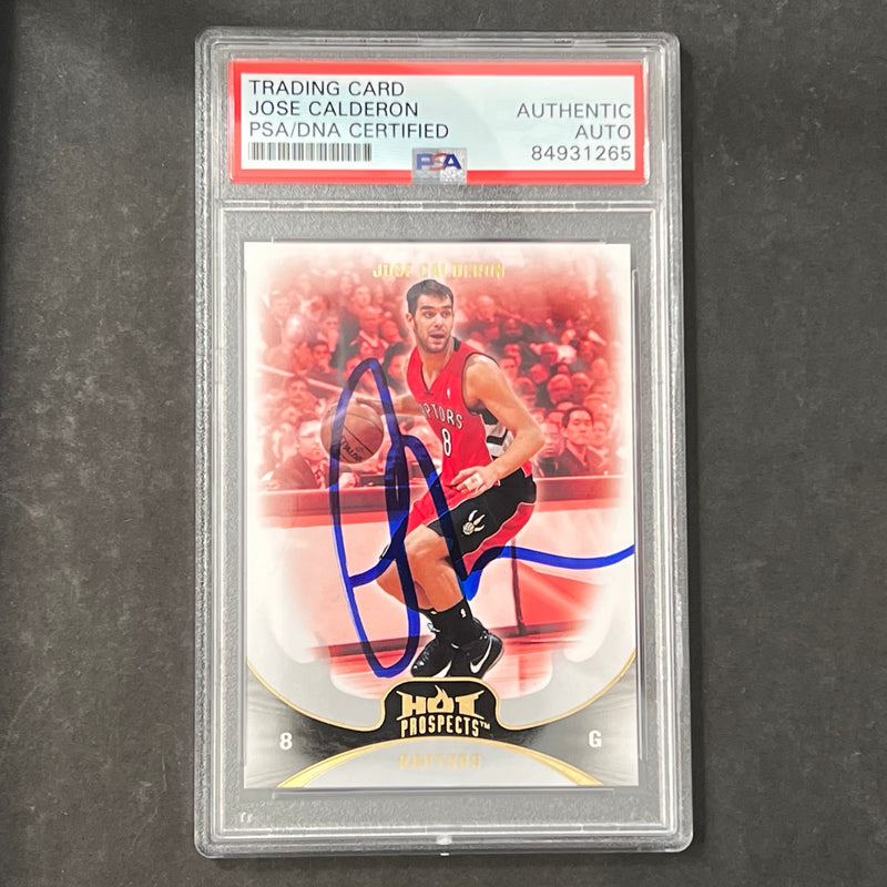 2008-2009 Fleet NBA Top Prospects #15 Jose Calderon Signed Card AUTO PSA Slabbed Raptors