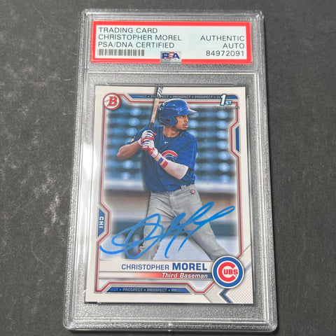 2021 Bowman 1st Edition Paper #BP-131 Christopher Morel Signed Card PSA Slabbed Auto Cubs