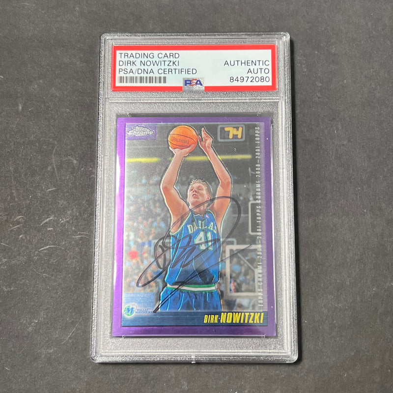 2000-01 Topps Chrome #13 Dirk Nowitzki Signed AUTO Card PSA/DNA Slabbed Autographed Mavericks
