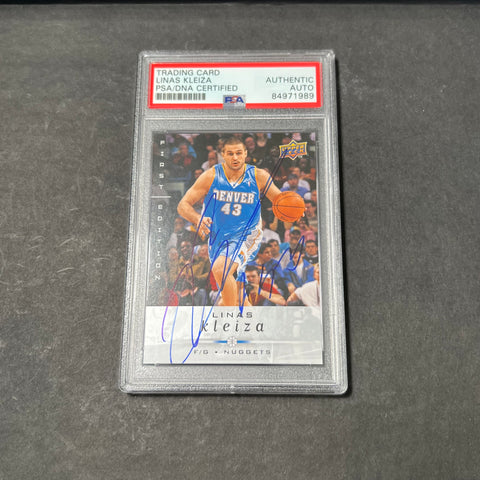 2008-09 Upper Deck #45 Linas Kleiza signed Auto Card PSA/DNA Slabbed Nuggets