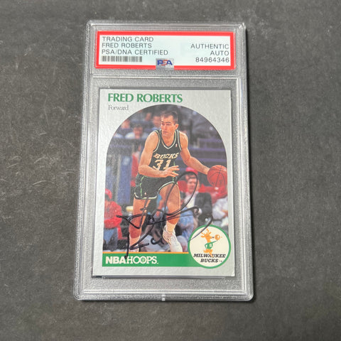 1990-91 NBA Hoops #181 Fred Roberts Signed Card AUTO PSA Slabbed Bucks