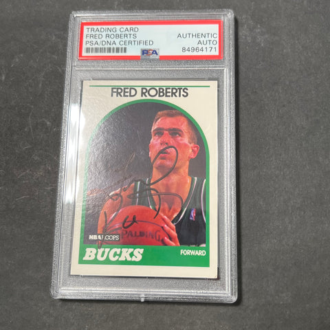 1989-90 NBA Hoops #136 Fred Roberts Signed Card AUTO PSA Slabbed Bucks