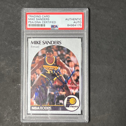 1990-91 NBA Hoops #137 Mike Sanders Signed Card AUTO PSA Slabbed Pacers