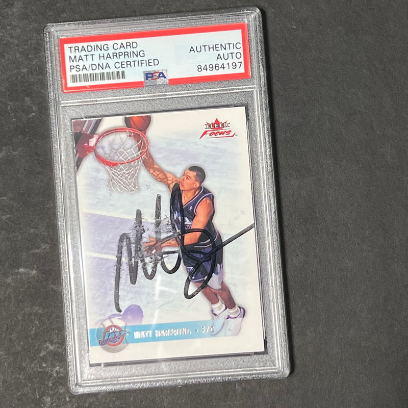 2003-04 Fleer Focus #51 Matt Harpring Signed Card AUTO PSA Slabbed Jazz