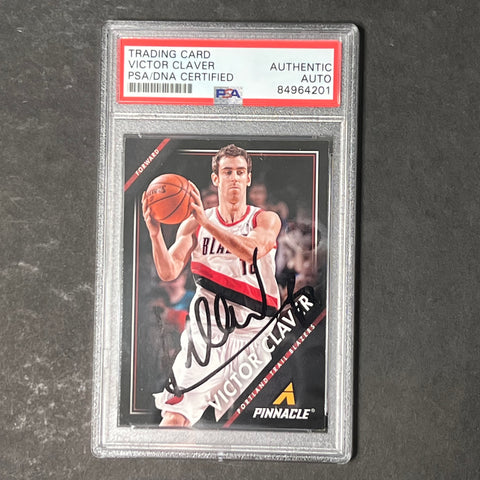 2013-14 Panini Pinnacle #125 Victor Claver Signed Card AUTO PSA Slabbed Trail Blazers