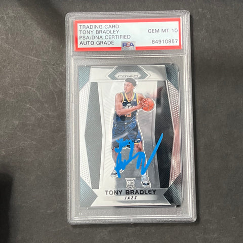 2017-18 Panini Prizm #118 Tony Bradley Signed Card AUTO 10 PSA Slabbed RC Jazz