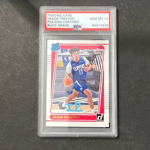 2021-22 Panini Donruss Rated Rookie #210 Jason Preston Signed Card PSA Gem MT 10 Slabbed Clippers RC