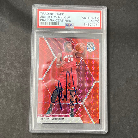 2019-20 Panini Mosaic #140 Justise Winslow Signed Card AUTO PSA/DNA Slabbed Heat