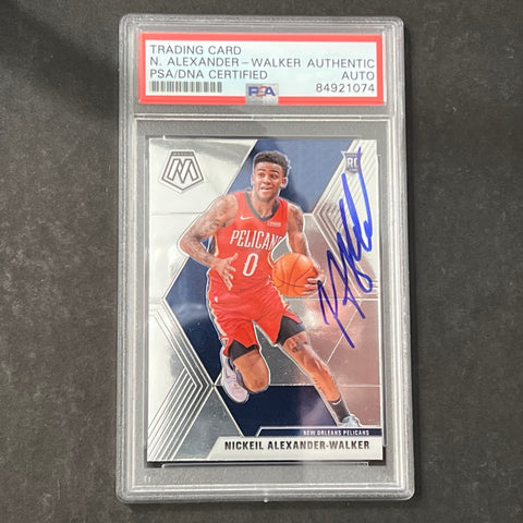 2019-20 Panini Mosaic Silver #205 Nickeil Alexander-Walker Signed Card AUTO PSA Slabbed Pelicans