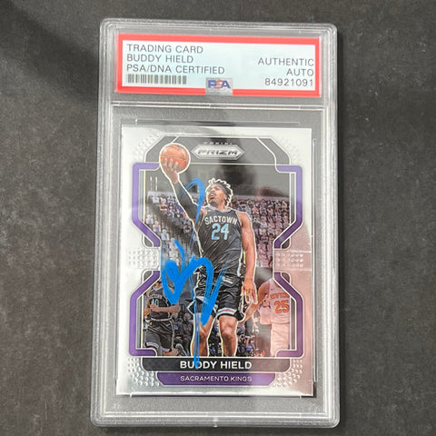 2021-22 Panini Prizm NBA Hoops #192 Buddy Hield Signed Card AUTO PSA Slabbed Kings