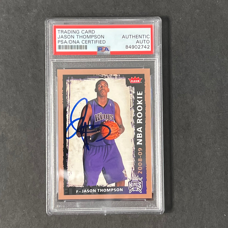 2008-09 FLEER #212 Jason Thompson Signed Card AUTO 10 PSA Slabbed RC Kings