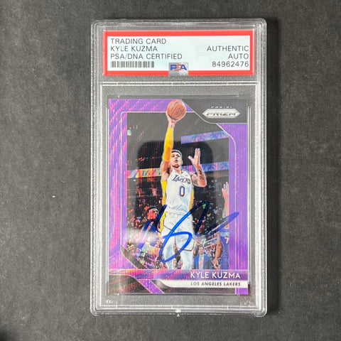 2018-19 Panini Prizm #16 Kyle Kuzma Signed Card Auto PSA Slabbed Lakers