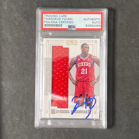 2012-13 Panini National Treasures #38 Thaddeus Young Signed Card PSA AUTO Slabbed 76ers