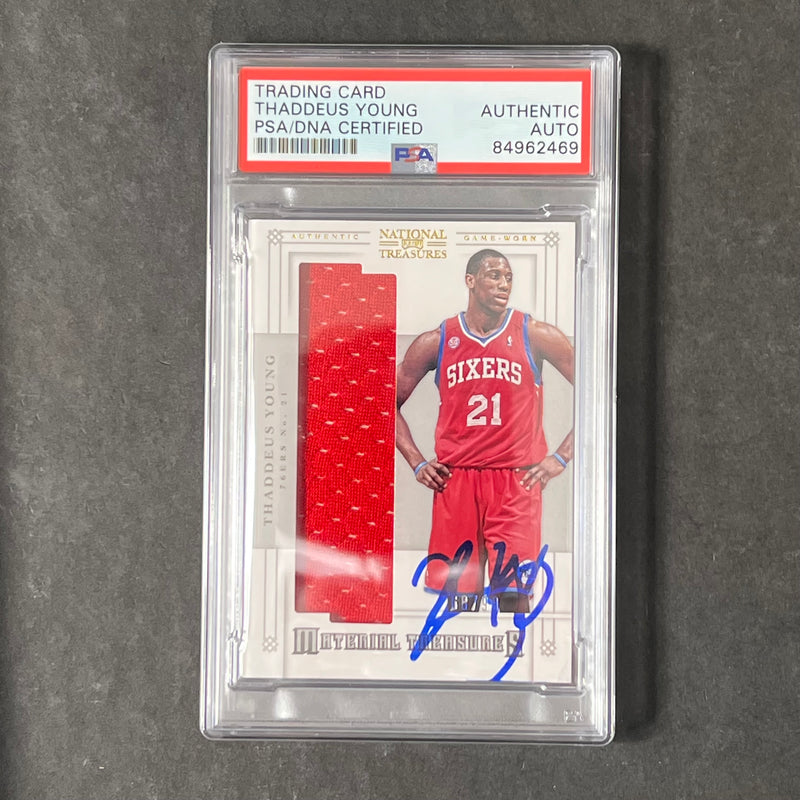 2012-13 Panini National Treasures #38 Thaddeus Young Signed Card PSA AUTO Slabbed 76ers