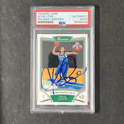 2008-09 Bowman Chrome #115 Kevin Love Signed Card AUTO PSA Slabbed RC Timberwolves