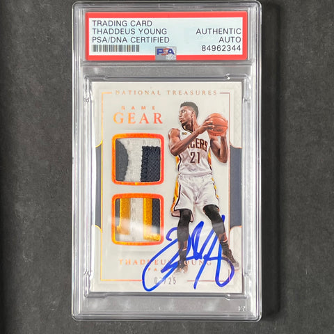 2016-17 Panini National Treasures #24 Thaddeus Young Signed Card AUTO PSA Slabbed Pacers