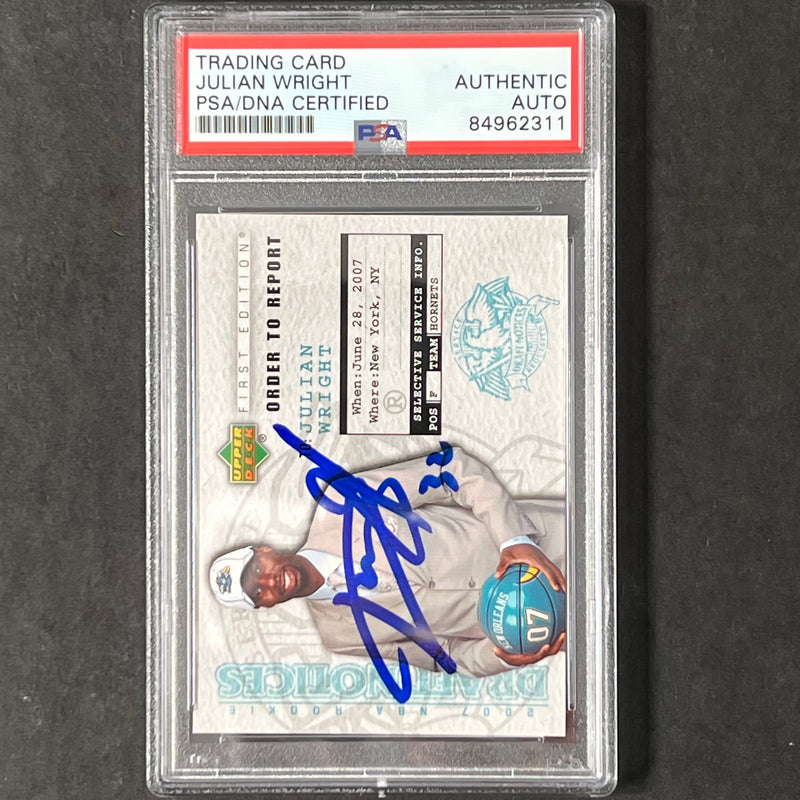 2007-08 Upper Deck First Edition KAB2 Julian Wright Signed AUTO PSA Slabbed RC Hornets