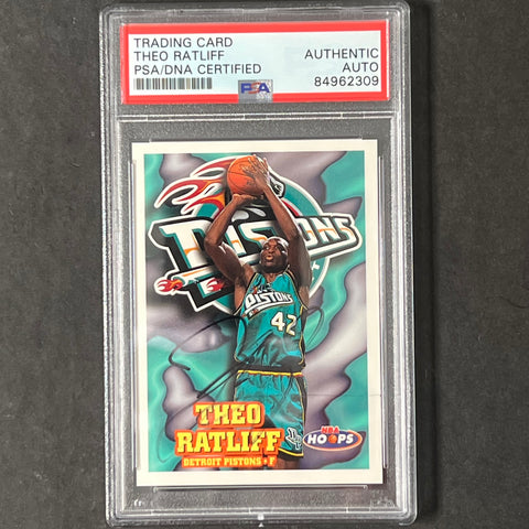 1997 NBA Hoops #51 Theo Ratliff Signed Card AUTO PSA Slabbed Pistons