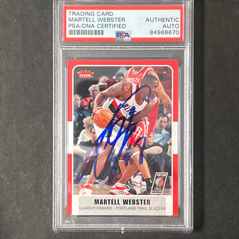 2007-08 NBA Fleer #116 Martell Webster Signed Card AUTO PSA Slabbed Trail Blazers