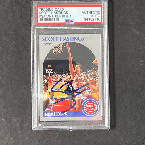 1990-91 NBA Hoops #105 Scott Hastings Signed Card AUTO PSA Slabbed Pistons