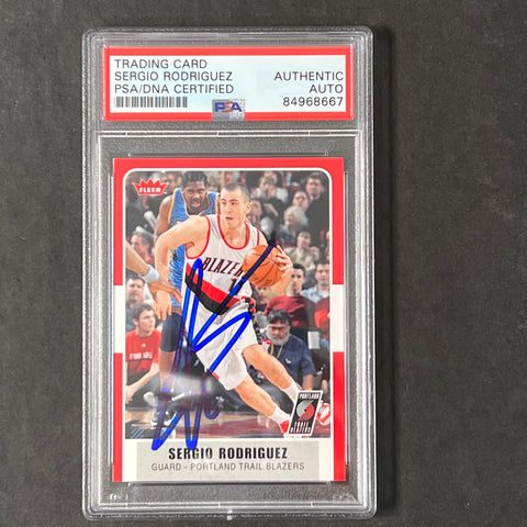 2007-08 Fleer #117 Sergio Rodriguez Signed Card AUTO PSA Slabbed Trail Blazers