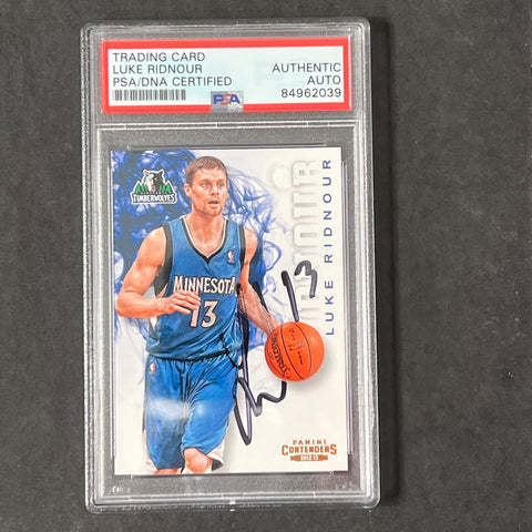 2012-13 Panini Contenders #74 Luke Ridnour Signed Card AUTO PSA Slabbed Timberwolves