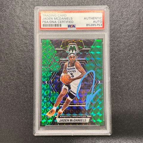 2022-23 Panini Mosaic #58 Jaden McDaniels Signed Card AUTO PSA/DNA Slabbed Timberwolves