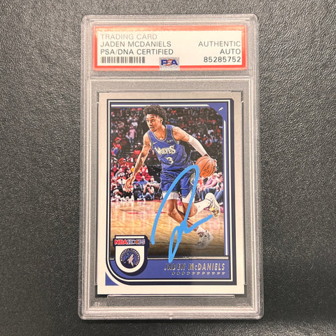 2022-23 Panini Hoops #199 Jaden McDaniels Signed Card AUTO PSA/DNA Slabbed Timberwolves