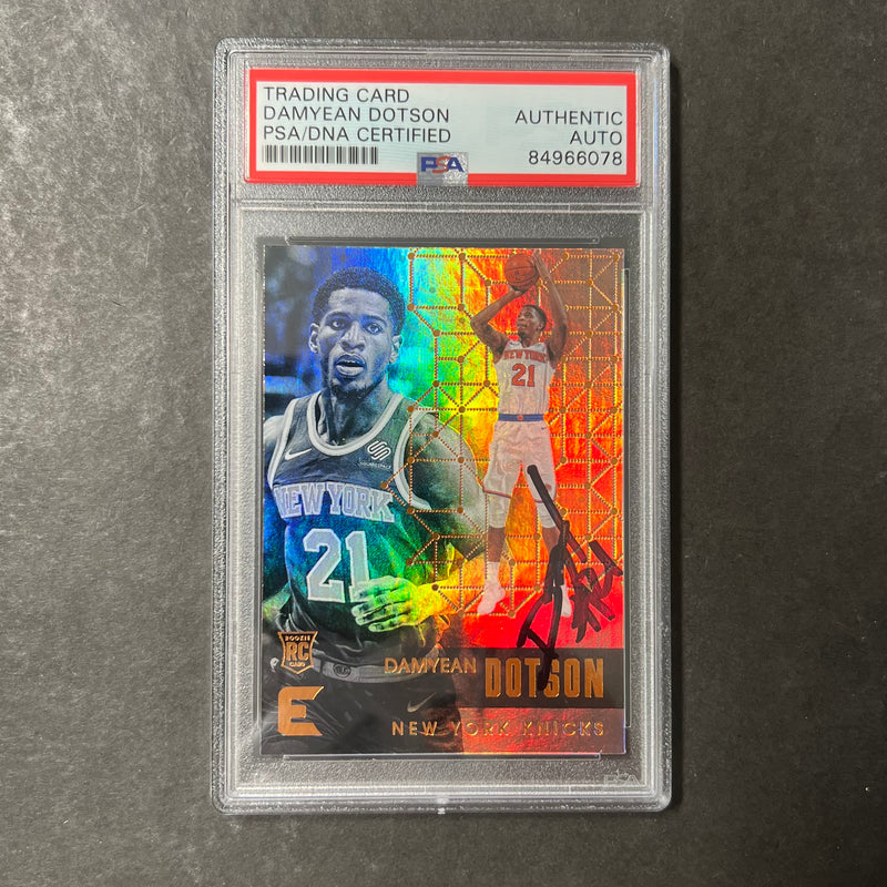 2017-18 Panini Essentials #153 Damyean Dotson Signed Card AUTO PSA  RC Slabbed Knicks