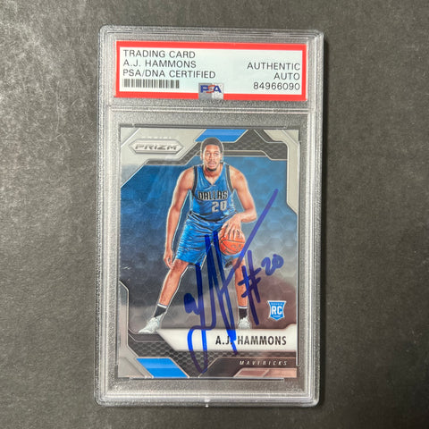 2016-17 Panini Prizm #159 A.J Hammons Signed Card AUTO PSA Slabbed Dallas Mavericks