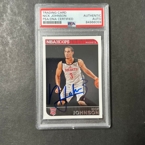 2014-15 NBA Hoops #295 Nick Johnson Signed Card AUTO 10 PSA Slabbed RC Rockets