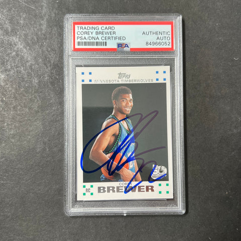 2007-08 Topps #7 Corey Brewer Signed Card AUTO PSA Slabbed RC Timberwolves